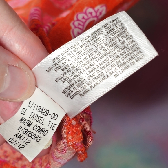 Old Navy Orange & Pink Ikat Print Tassle Tie-Up Sleeveless Top Size Small - Picture 6 of 8